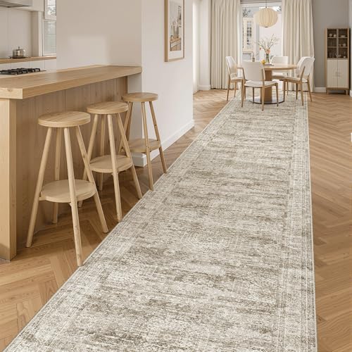 Washable 3x14 Hallway Runner Rug Non (Brown / 3' x 14' (Runner))