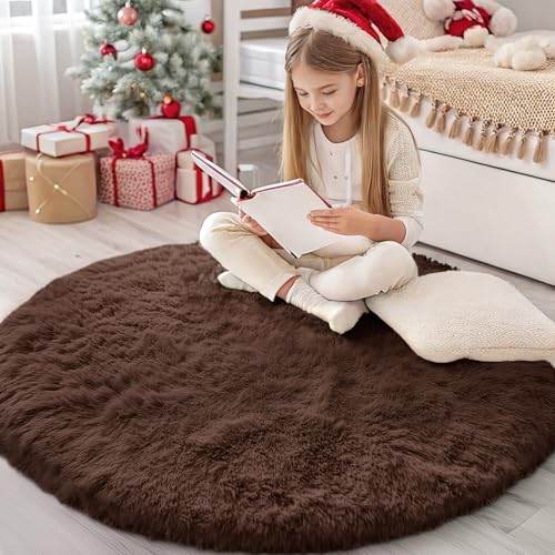 Coffee Round Rugs for Bedroom (4 Ft Round / Coffee)