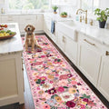 Pink Garden Floral Hallway Runner Rug 2x10 for Kitchen Bathroom (Pink / 2' x 10' (Rectangular))