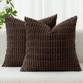 Corduroy Decorative Throw Pillow Covers 16x16 Dark Brown Pack of 2 (Dark Brown / 16" x 16" (Pack of 2))