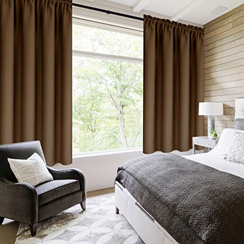Blackout Curtains for Bedroom Living Room 42 x 63 Inch Long Brown (Brown / 42"W x 63"L (Pack of 2))