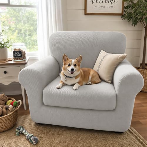 2 Piece Stretch Armchair Sofa Cover (31"-46"(1 Cushion) / Silver Grey)