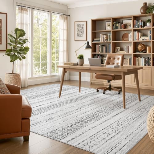 Boho 7x9 Area Rug Living Room Rugs Machine Washable Gray (Color Gray / 7' X 9' (Rectangular))