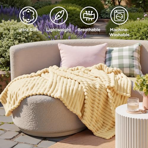 Soft Throw Blanket for Couch Decor Gifts Custard Yellow 50"x60" (Custard Yellow / Throw)