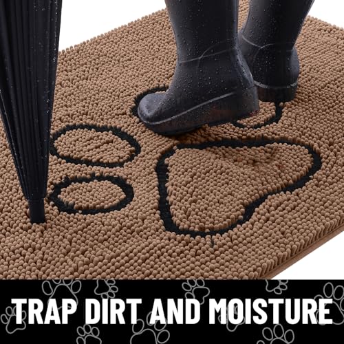 Dog Door Mat for Muddy Paws (30"X20" / Coffee and Black)