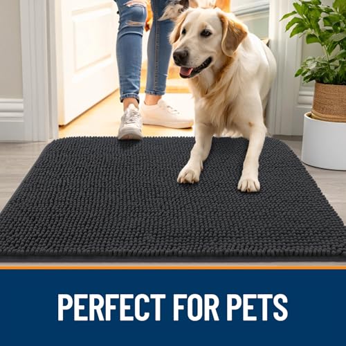Dog Door Mat for Muddy Paws 47x20 (Dark Grey / 47" X 20")