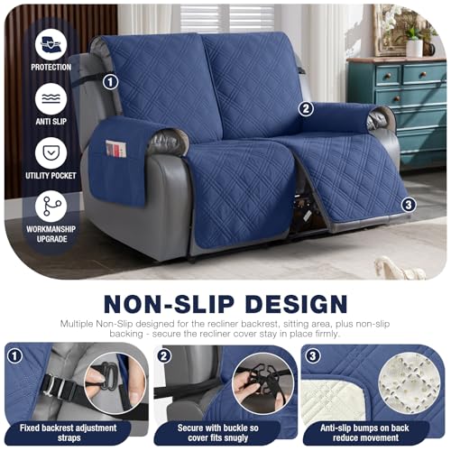 100% Waterproof Loveseat Recliner Covers 2 Seater (Ocean Blue / 2 Seater Standard)