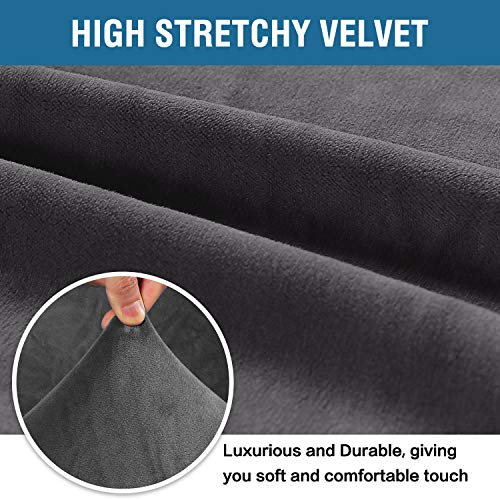 Stretch Velvet Sofa Covers for 3 Cushion Couch Covers Sofa Slipcovers Furniture Protector Soft with Non Slip Elastic Bottom (Charcoal Gray / Sofa)