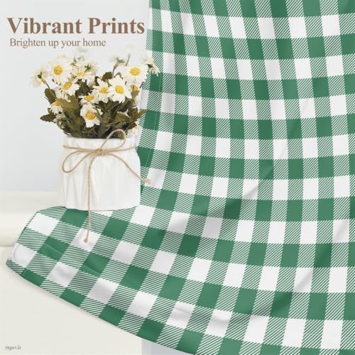 53 x 84 Inch Linen Buffalo Plaid Check Curtains Blackout Room Darkening Thermal Insulated Green Buffalo Checkered Window Drapes Farmhouse Bedroom Living Room Rod Pocket Tab Curtain 2 Panels (Green / 53"W x 84"L (Pack of 2))