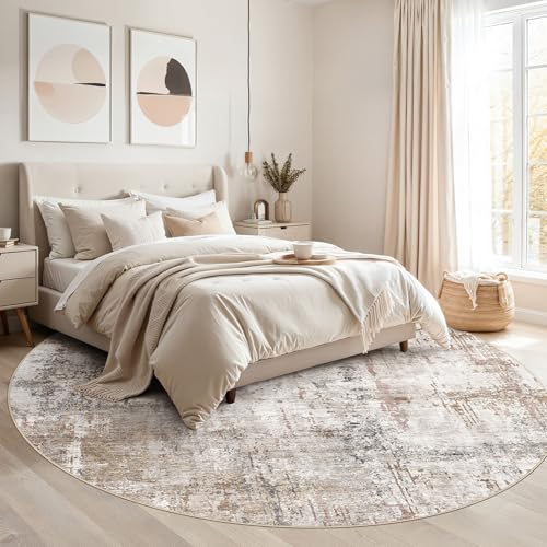 8ft Round Area Rug Living Room Rugs (Brown/Grey/Red / 8' (Round))