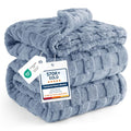 Checkered Soft King Size Blankets for Bed (02 Ashley Blue / King (108" X 90"))