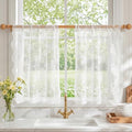 White Lace Tier Curtains 36 Inch Length for Cafe Over Sink (White / 26"W x 36"L (Pack of 2))