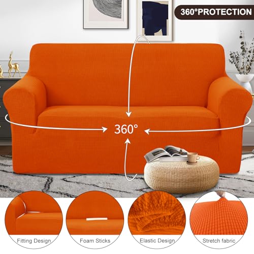 Loveseat Cover Stretch Couch Cover Sofa Slipcover (Orange / Loveseat)