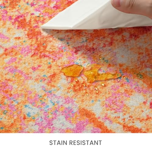 Entrance Rugs Indoor 2x3 Colorful Entry Rug Washable Abstract Rainbow Small Area Rug Non (Rainbow / 2' x 3' (Rectangular))