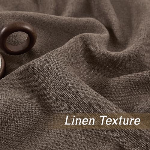 Farmhouse Boho Linen Sheer Curtains 90 inches Long for Living Room (Z - Brown / 52"W x 90"L (Pack of 2))