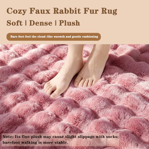 Dusty Rose Rabbit Plush Rug 6'x9' (Dusty Rose / 6' x 9' (Rectangular))