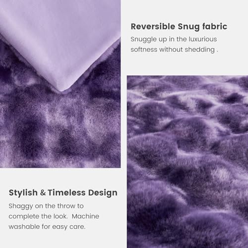 Faux Fur Throw Blanket for Couch (Tie-dye Purple / Twin(60" x 80"))