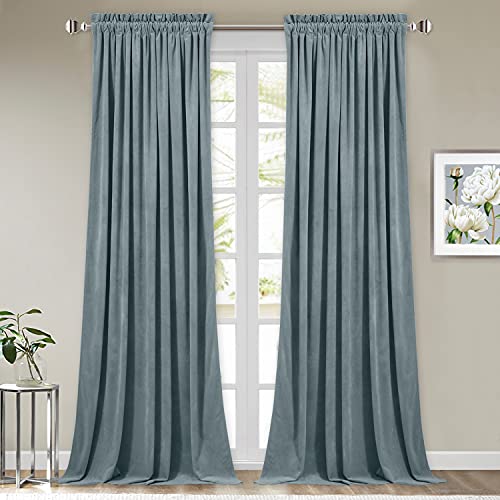 Stone Blue Curtains 90 inches Privacy Room Dividers (Blue Series - Stone Blue / 42"W x 90"L (Pack of 2))