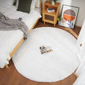 Faux Rabbit Fur Round Rug 6ft White Round Rugs for Bedroom Decor Fluffy Area Rugs for Living Room (White / 6' (Round))