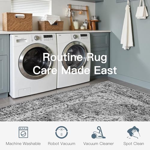 8x10 Washable Rugs for Bedroom Non (Vintage Dark Grey / 8' x 10' (Rectangular))