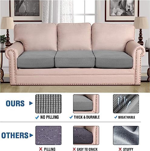 Super Stretch Individual Seat Cushion Covers (Dove / 3 Cushion Sofa)