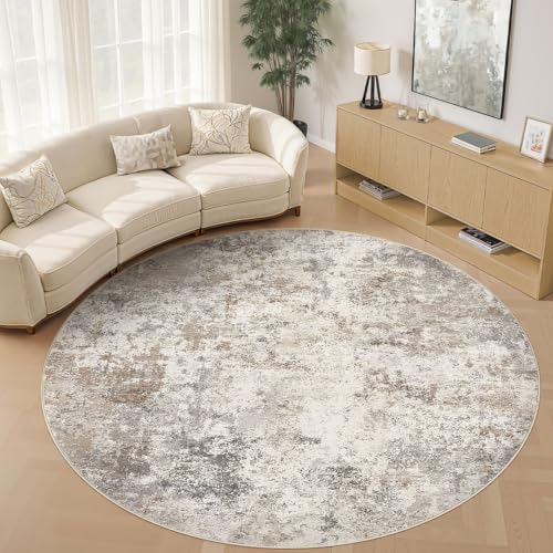 10ft Round Area Rug Living Room Rugs (Brown Grey / 10' (Round))