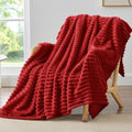 Ribbed Twin Blanket for Couch & Bed (Burgundy / Twin(60"x80"))