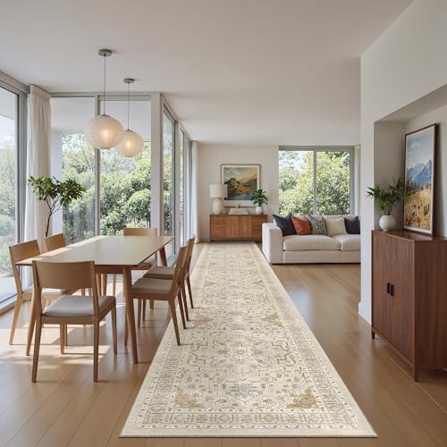 Hallway Runner Rug 2'6''x14' Kitchen Runners Vintage (Beige/Blue / 2'6" x 14' (Runner))