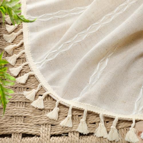 Boho 100% Blackout Curtains 84 Inch 2 Panels Linen Blend Beige (Beige / 52"W x 84"L (Pack of 2))