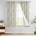 Floral Lined Linen Curtains 63 Long for Living Room 2 Panels (Lined Green / 50"W x 63"L (Pack of 2))