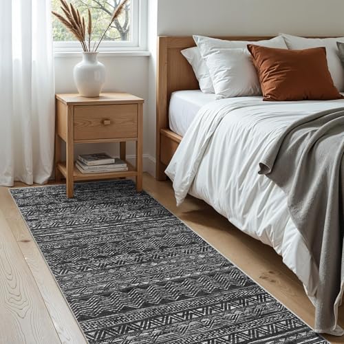 2x5 Runner Rug Washable Moroccan (Charcoal Gray / 2' x 5')