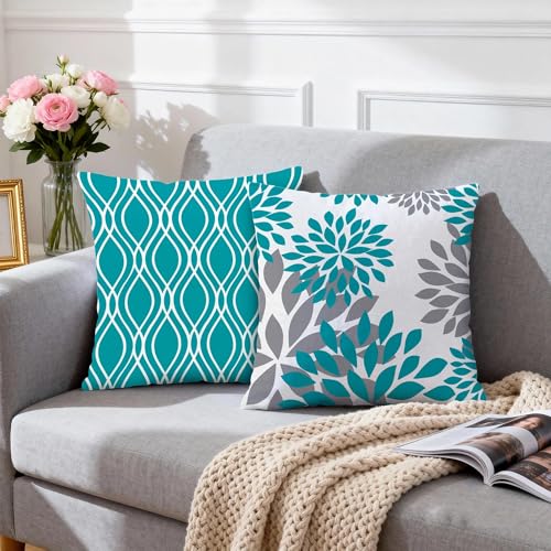 Throw Pillow Covers 18x18 (Teal / 18" x 18" (Pack of 4))