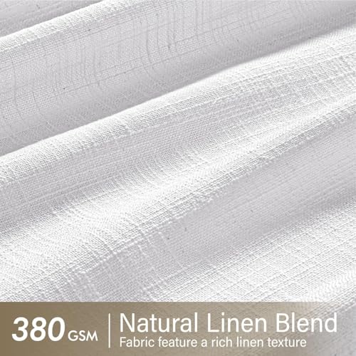 Pinch Pleated White Thick Linen Curtains 108 Inches Long 2 Panels (White / 40"W x 108"L (Pack of 2))