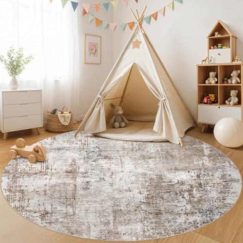 8ft Round Area Rug Living Room Rugs (Brown/Grey/Red / 8' (Round))