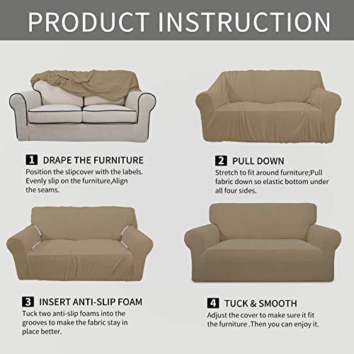 Stretch Oversized Sofa Couch Slipcover Washable Tan (X-Large Sofa / Tan)