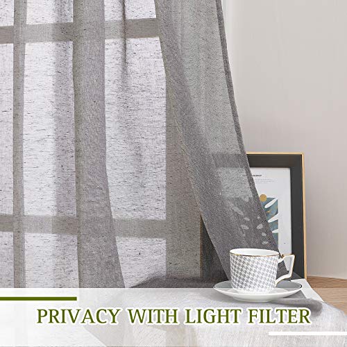 Living Room Sheer Linen Curtains for 84 inch Length 2 Panels Set (70"W x 84"L (Pack of 2) / Charcoal Grey)