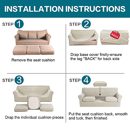 4 Piece Sofa Covers for 3 Cushion Couch Sofa Slipcover Soft Couch Cover for Dogs (XL Sofa (3 Cushion) / Island Fossi)