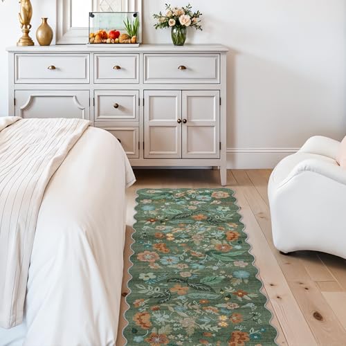 Washable 2x6 Runner Rug for Entryway (2' x 6' (Rectangular) / Green/Floral)