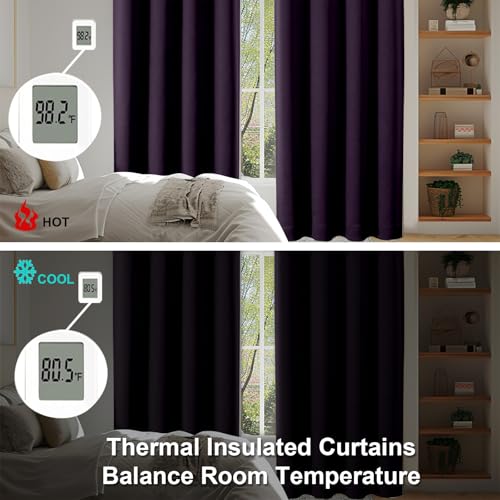 Ava BlackBerry Blackout Curtains for Bedroom 63 Inch Length 2 Panels Set (Blackberry / 40"W x 63"L (Pack of 2))