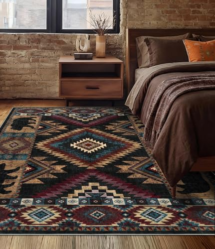 Washable Western Cabin Area Rugs 4x6 Brown (Bear / 4'x6' (Rectangular))