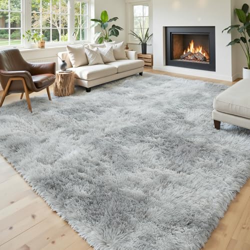 8x10 Area Rugs for Living Room (Light Grey Tie-dyed / 8' x 10' (Rectangular))