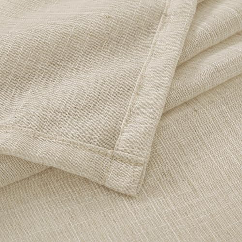 40 Inch Length Burlap Tan Linen Curtains for Kitchen Window (Natural / 42"W x 40"L (Pack of 2))