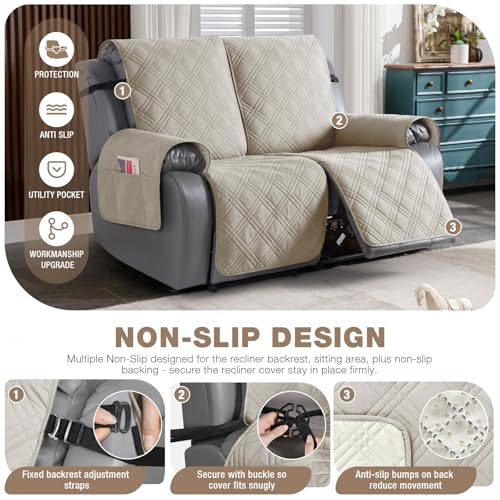 100% Waterproof Oversized Recliner Loveseat Cover (Cream / 2 Seater Oversized)