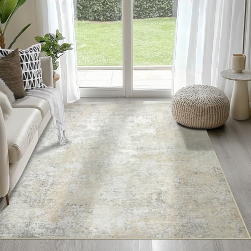 4x6 Area Rugs for Living Room Washable Bedroom Dining Room Beige Grey (Beige/Grey / 4' x 6' (Rectangular))