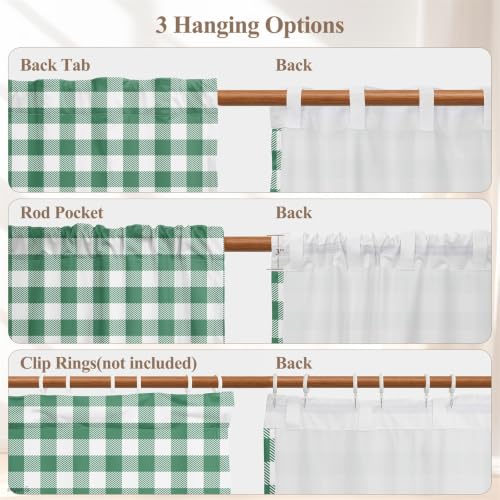 53 x 84 Inch Linen Buffalo Plaid Check Curtains Blackout Room Darkening Thermal Insulated Green Buffalo Checkered Window Drapes Farmhouse Bedroom Living Room Rod Pocket Tab Curtain 2 Panels (Green / 53"W x 84"L (Pack of 2))