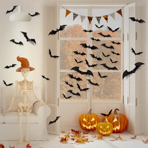 100Pcs Bats Halloween Decorations (Black)