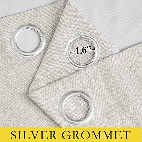 100% Absolutely Blackout Linen Curtains with Thermal Insulated White Liner (62"W x 95"L (Pack of 2) / Ivory)