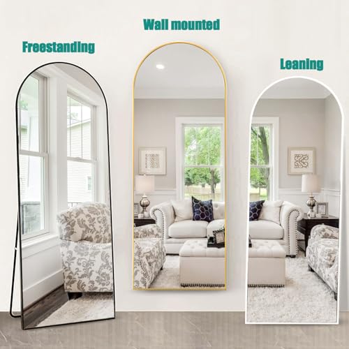 57"x20" Arched Full Length Mirror (Gold / 57"L x 20"W)