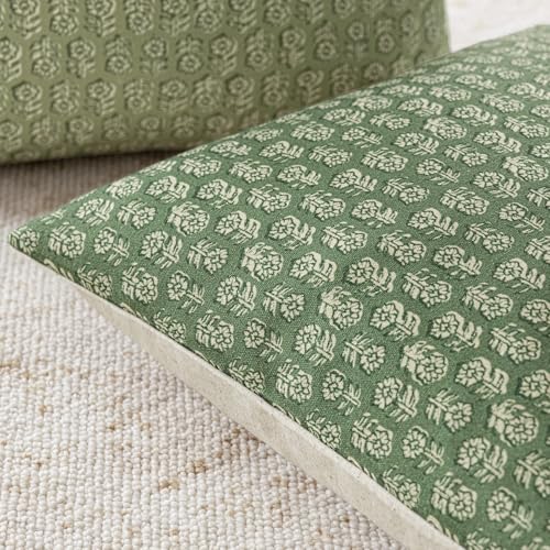 Decorative Floral Print Throw Pillow Covers 20×20 Forest Green (20" x 20" (Pack of 2) / Forest Green)