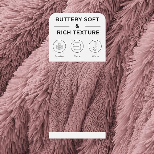 Faux Fur Fluffy Sherpa Blanket Couch Throw Dusty Pink 50"x60" (16- Dusty Pink / Throw (50" X 60"))